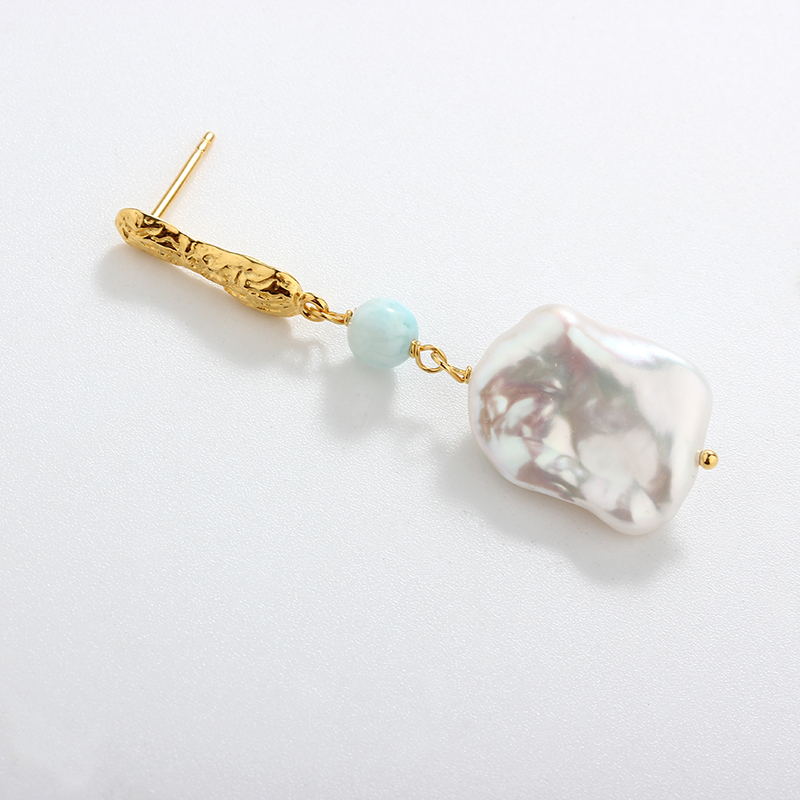925 Sterling Silver Baroque Pearl Earrings