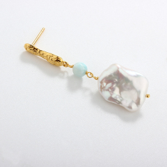 925 Sterling Silver Baroque Pearl Earrings
