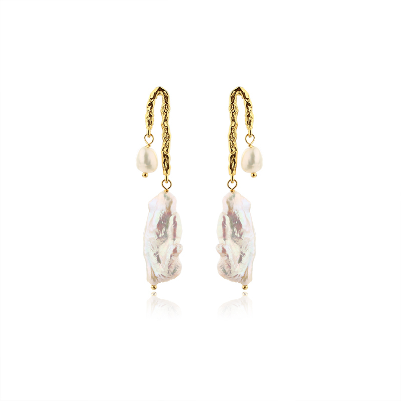 925 Sterling Silver Baroque Pearl Earrings