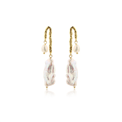 925 Sterling Silver Baroque Pearl Earrings