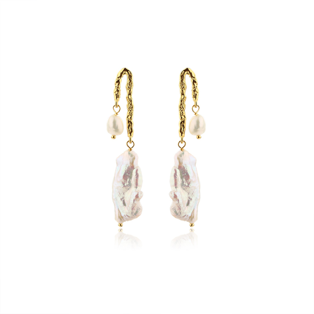 925 Sterling Silver Baroque Pearl Earrings