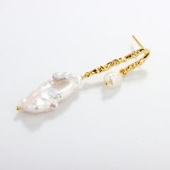 925 Sterling Silver Baroque Pearl Earrings