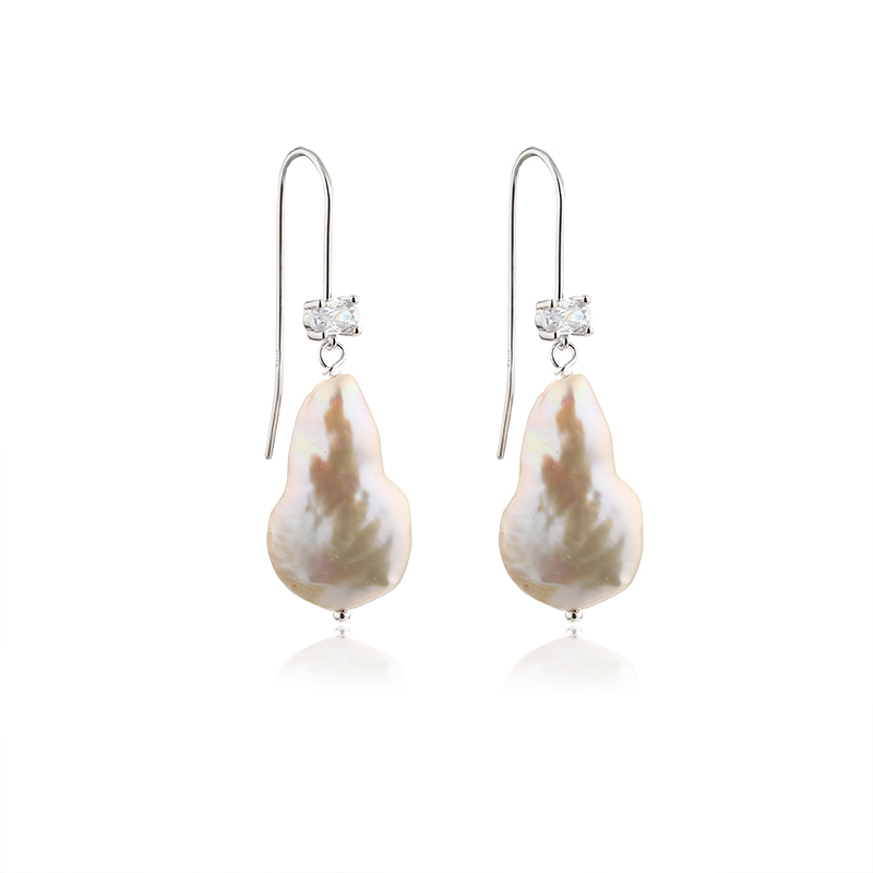 925 Sterling Silver Baroque Pearl Earrings Hook