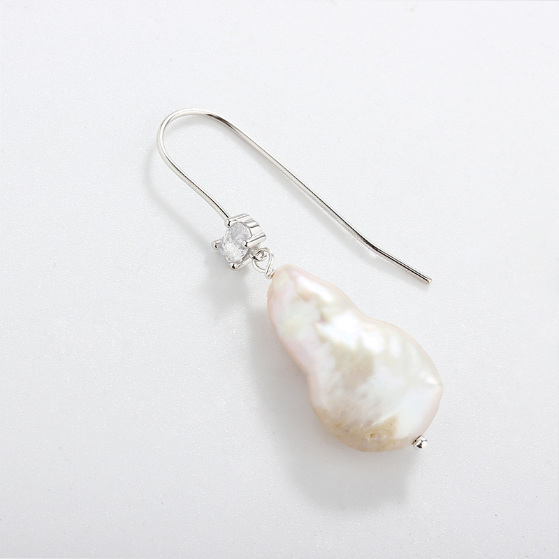 925 Sterling Silver Baroque Pearl Earrings Hook