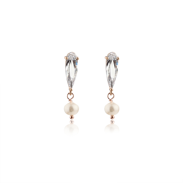 925 Sterling Silver Big Pear CZ Earring Studs