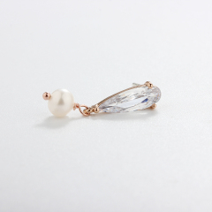 925 Sterling Silver Big Pear CZ Earring Studs
