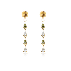 925 Sterling Silver Pear 3*5mm CZ Long Earrings Studs