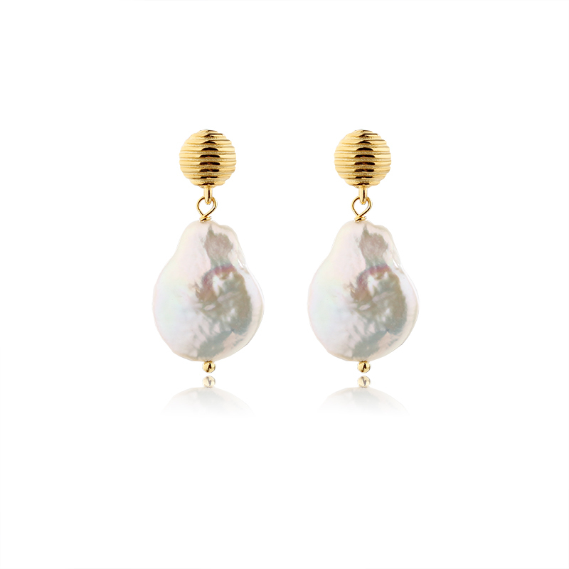 925 Sterling Silver Baroque Pearl Earrings