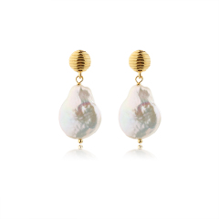 925 Sterling Silver Baroque Pearl Earrings