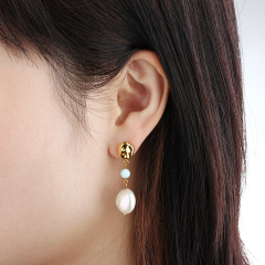 925 Sterling Silver Baroque Pearl Earrings Studs