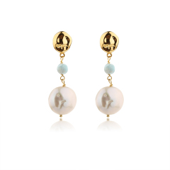 925 Sterling Silver Baroque Pearl Earrings Studs
