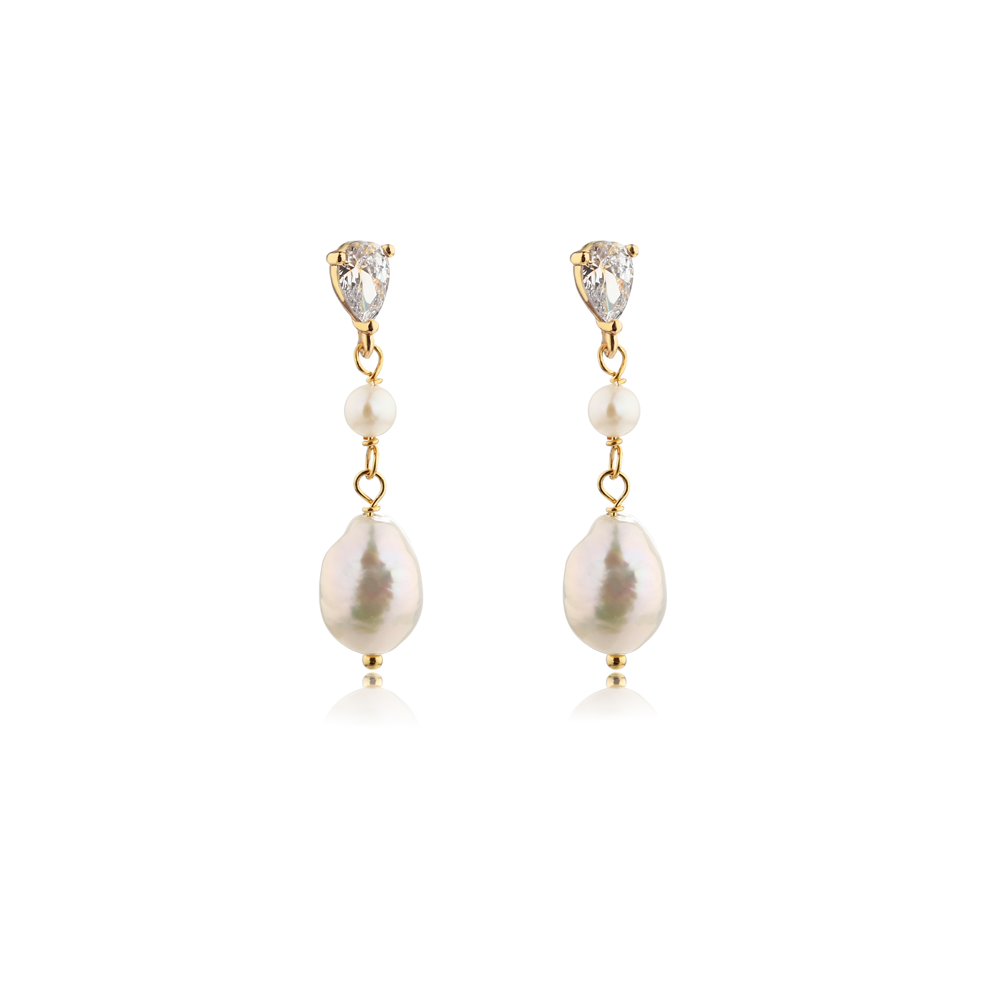925 Sterling Silver Baroque Pearl Earrings