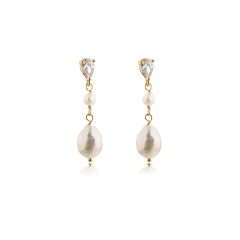 925 Sterling Silver Baroque Pearl Earrings