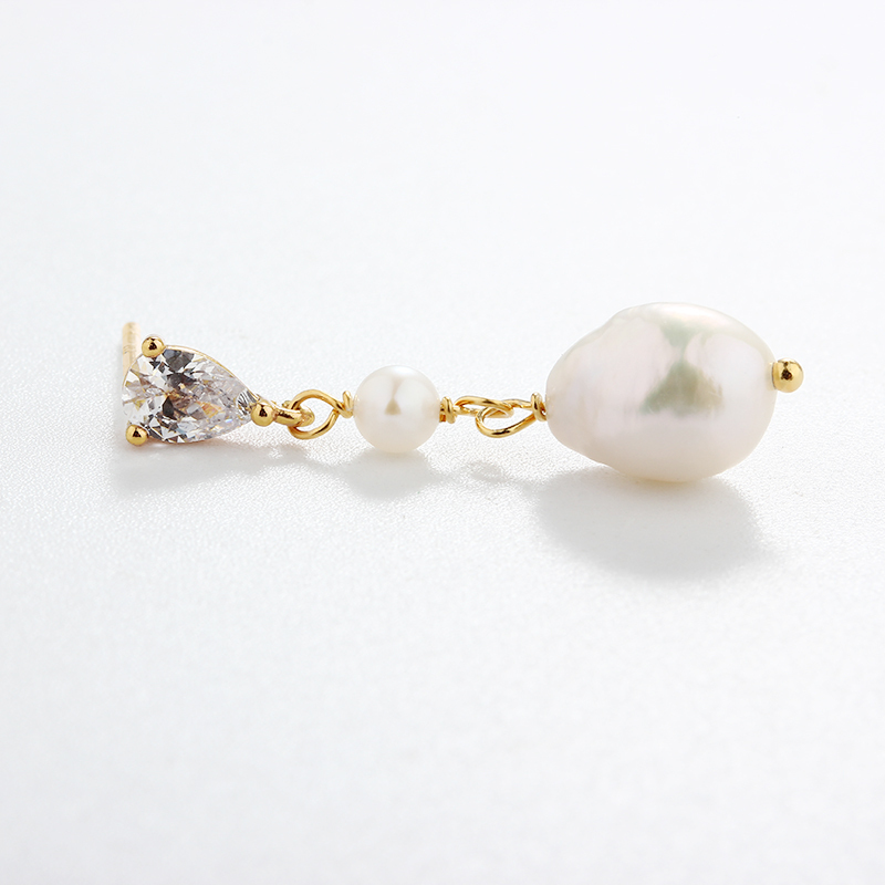 925 Sterling Silver Baroque Pearl Earrings