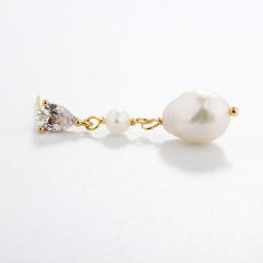 925 Sterling Silver Baroque Pearl Earrings
