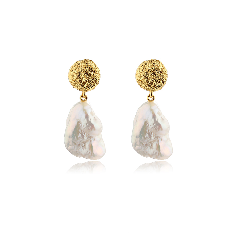 925 Sterling Silver Baroque Pearl Earrings