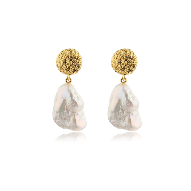 925 Sterling Silver Baroque Pearl Earrings