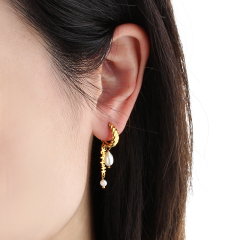 925 Sterling Silver Baroque Pearl Earrings