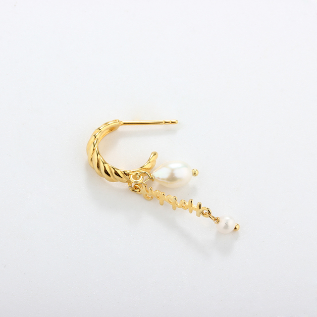 925 Sterling Silver Baroque Pearl Earrings