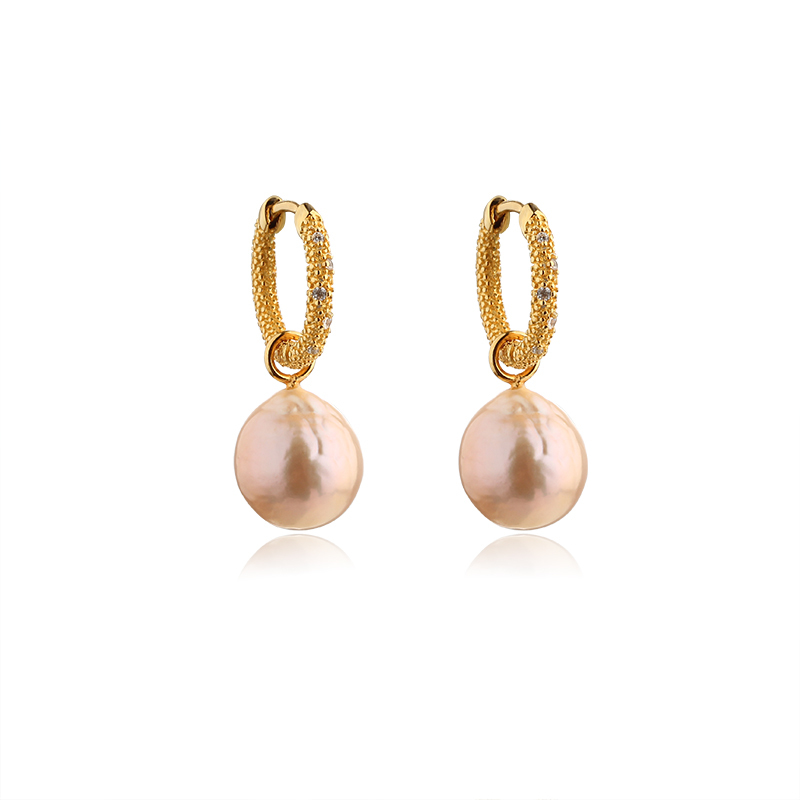 925 Sterling Silver Baroque Pearl Hoop Earrings