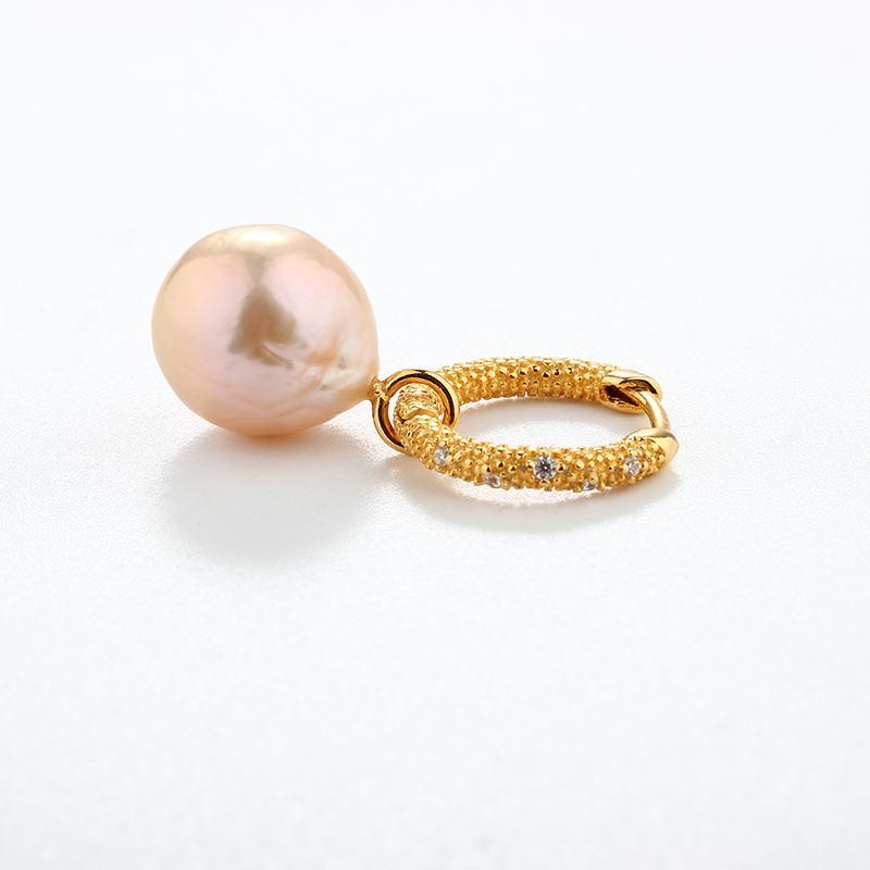 925 Sterling Silver Baroque Pearl Hoop Earrings