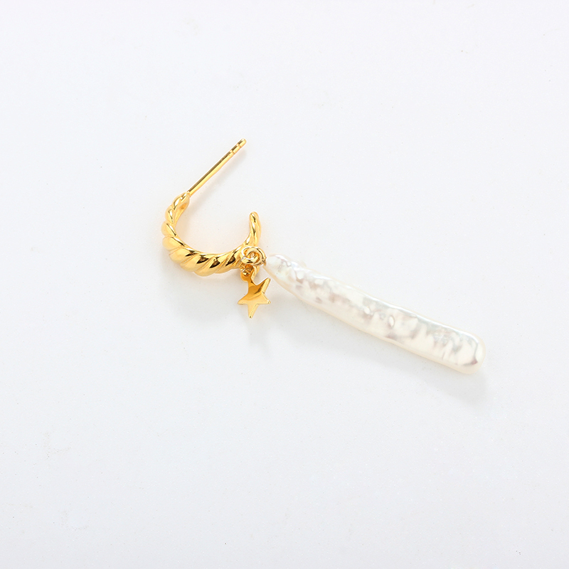 925 Sterling Silver Fashion Baroque Pearl Earring Studs