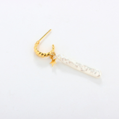 925 Sterling Silver Fashion Baroque Pearl Earring Studs