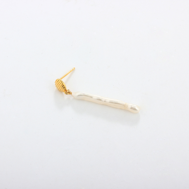925 Sterling Silver Fashion Long Baroque Pearl Earring Studs