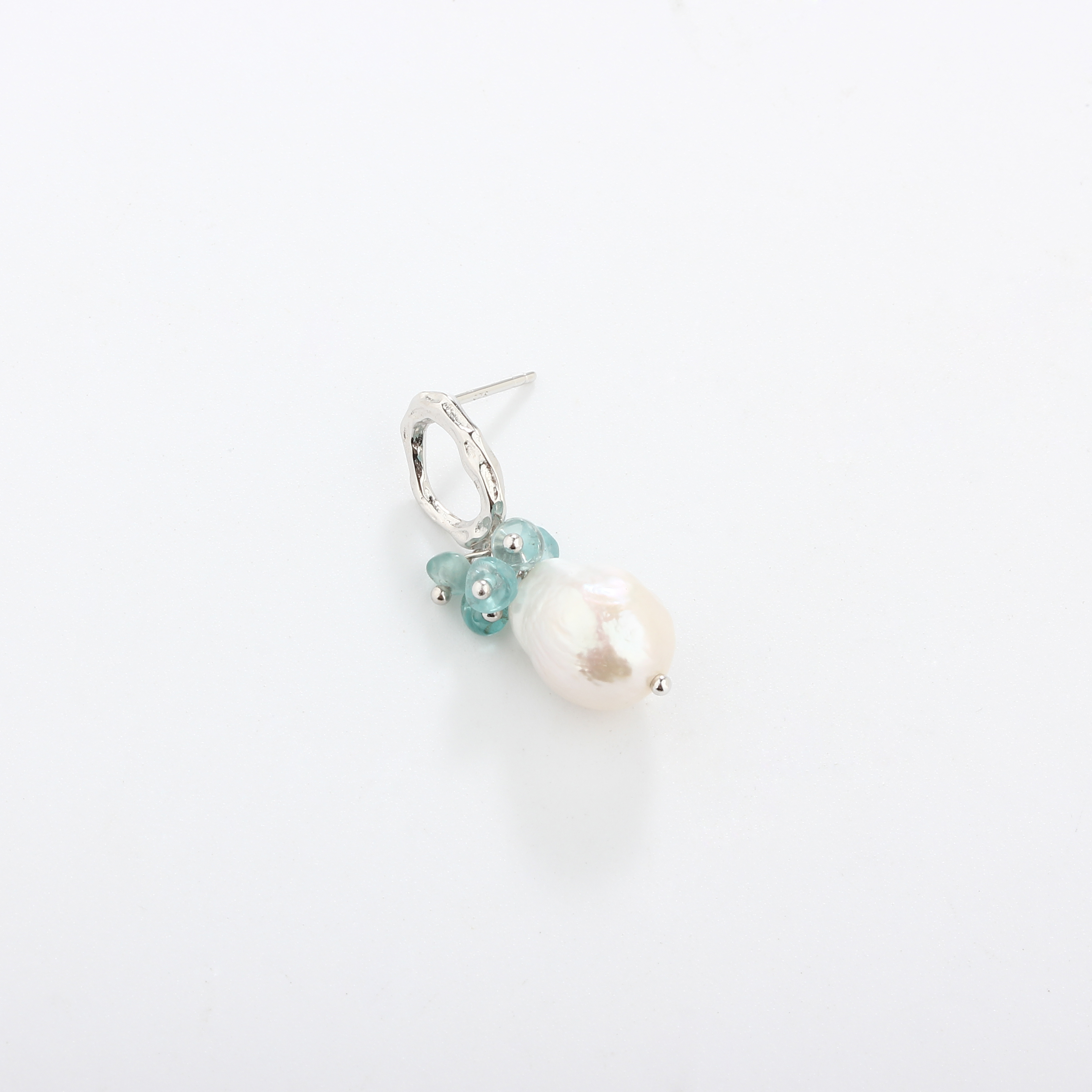 925 Sterling Silver Gemstone &amp; Baroque Pearl Earring Studs