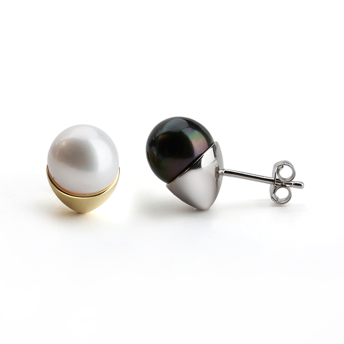 925 Sterling Silver Hammered Or Polished Elegant Pearl Earrings Studs