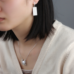 925 Sterling Silver Sets Jewelry Hammered Earrings Drop