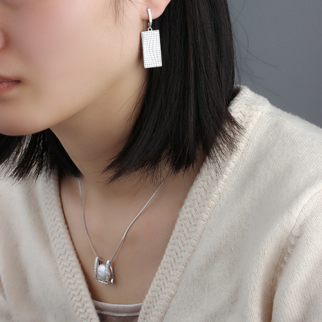 925 Sterling Silver Sets Jewelry Hammered Earrings Drop