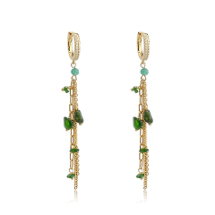 925 Sterling Silver Gemstone Handmade Tassel Women Earrings Hoop