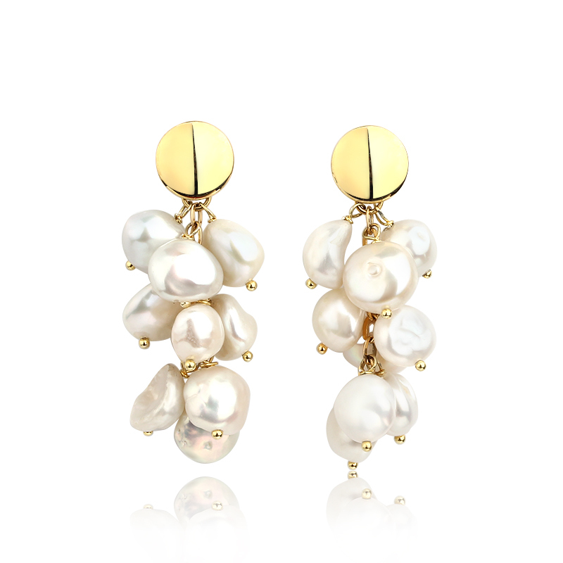 925 Sterling Silver Baroque Pearl Drop Women Earring Studs
