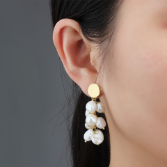 925 Sterling Silver Baroque Pearl Drop Women Earring Studs
