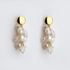 925 Sterling Silver Baroque Pearl Drop Women Earring Studs