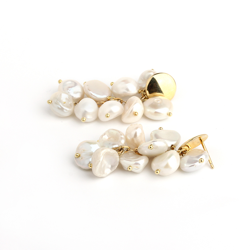 925 Sterling Silver Baroque Pearl Drop Women Earring Studs