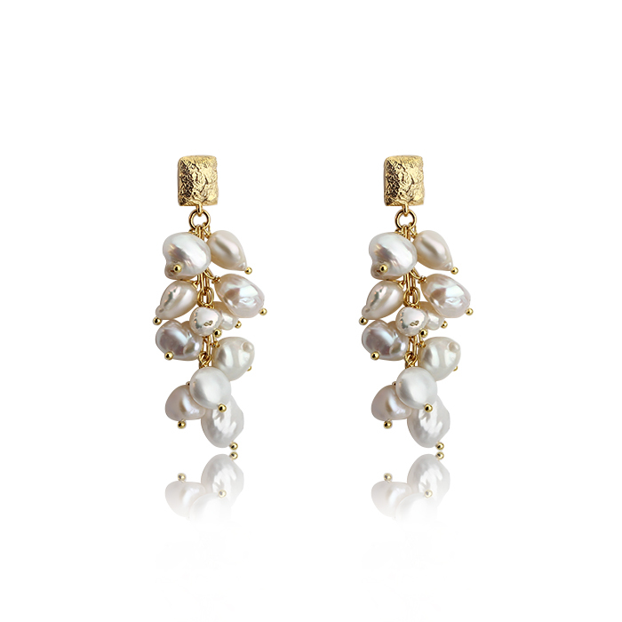 925 Sterling Silver Baroque Pearl Drop Earrings Studs
