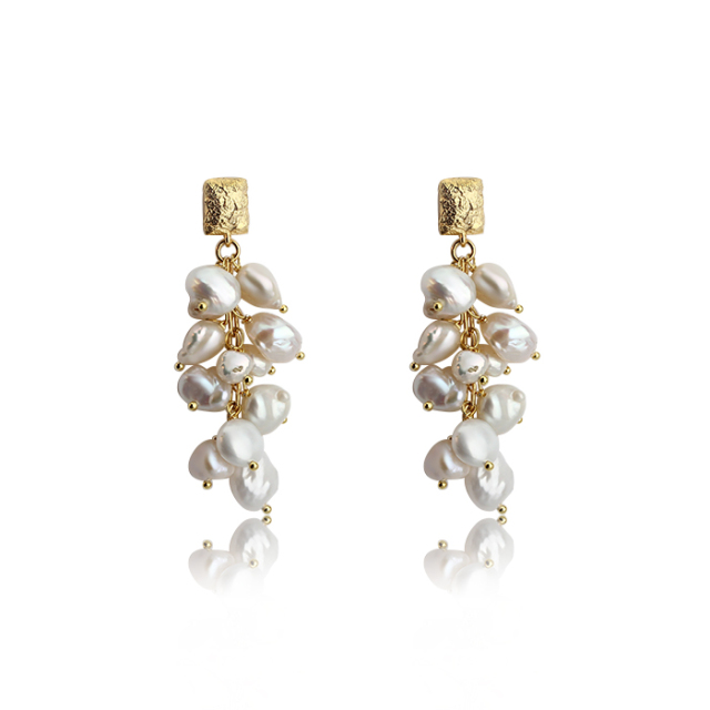 925 Sterling Silver Baroque Pearl Drop Earrings Studs