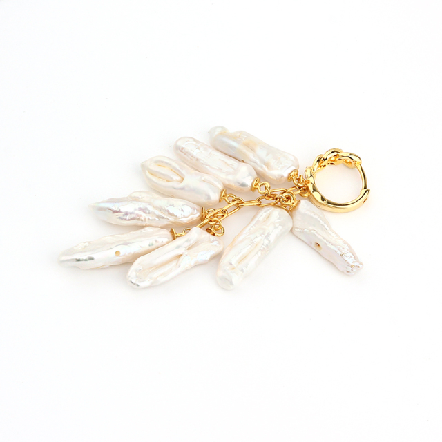 925 Sterling Silver Baroque Pearl Drop Earrings Hoop