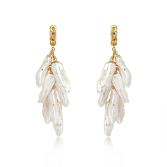 925 Sterling Silver Baroque Pearl Drop Earrings Hoop