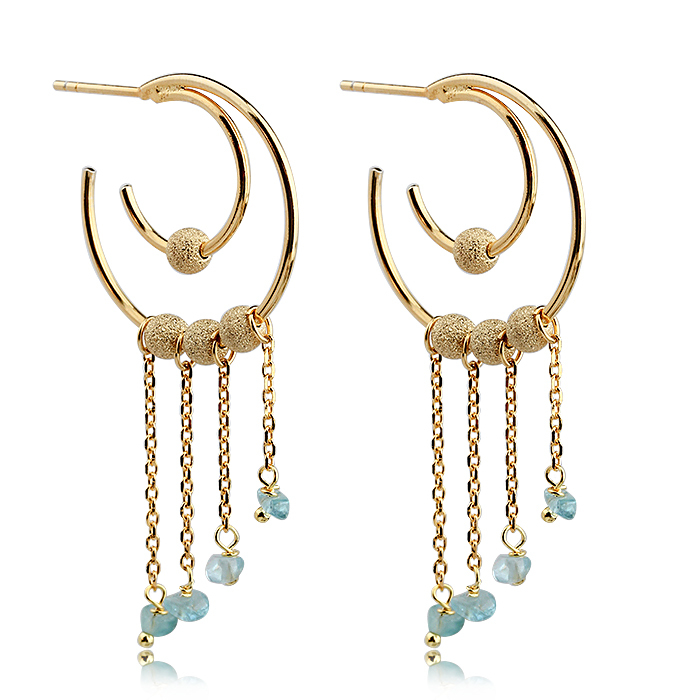 925 Sterling Silver Gemstone Moon Chandelier Earrings Stud