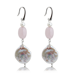 925 Sterling Silver Gemstone Baroque Pearl Earrings Hook