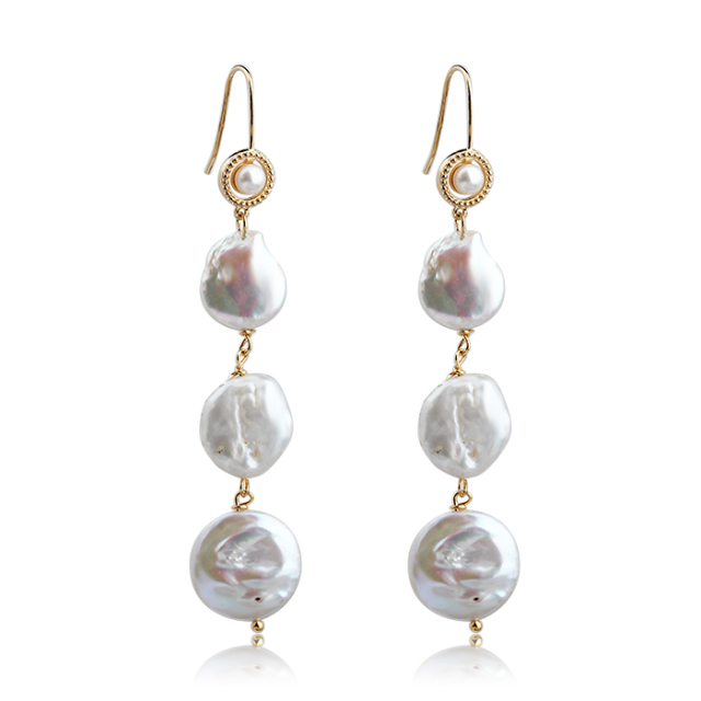 925 Sterling Silver Baroque Pearl Earrings Hook