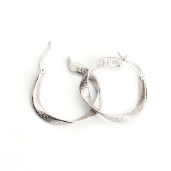 925 Sterling Silver Hammered Twist Huggie Earrings Hoop