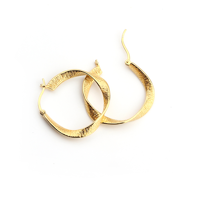 925 Sterling Silver Hammered Twist Huggie Earrings Hoop