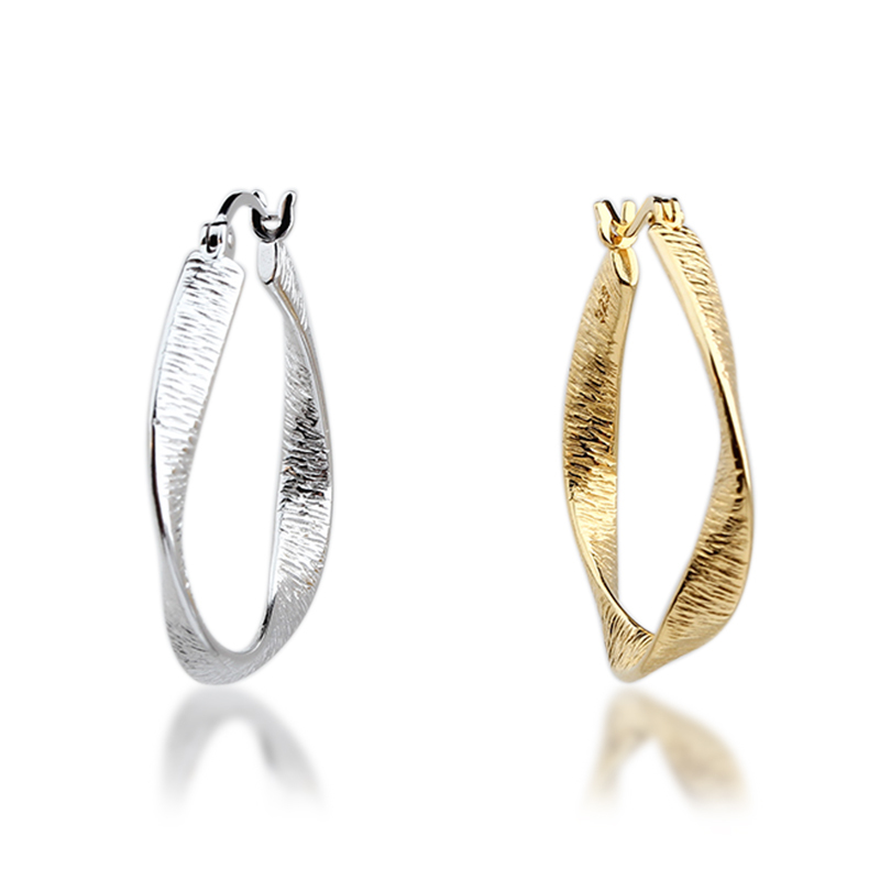 925 Sterling Silver Hammered Twist Huggie Earrings Hoop