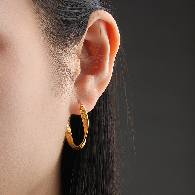 925 Sterling Silver Hammered Twist Huggie Earrings Hoop