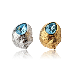 925 Sterling Silver Hammered Winkles Crystal Earring Stud