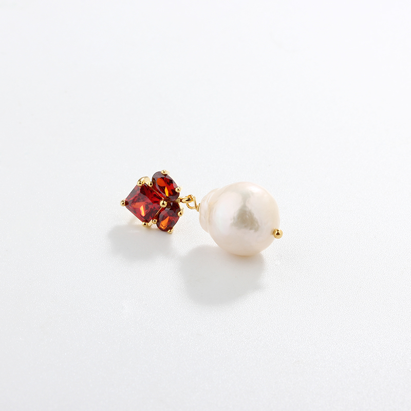 925 Sterling Silver Baroque &amp;  CZ Earring Studs